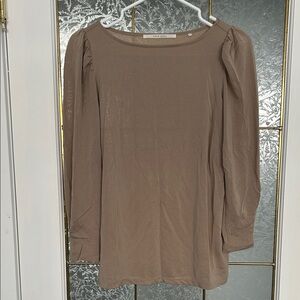 Zara Taupe Long Sleeve Blouse